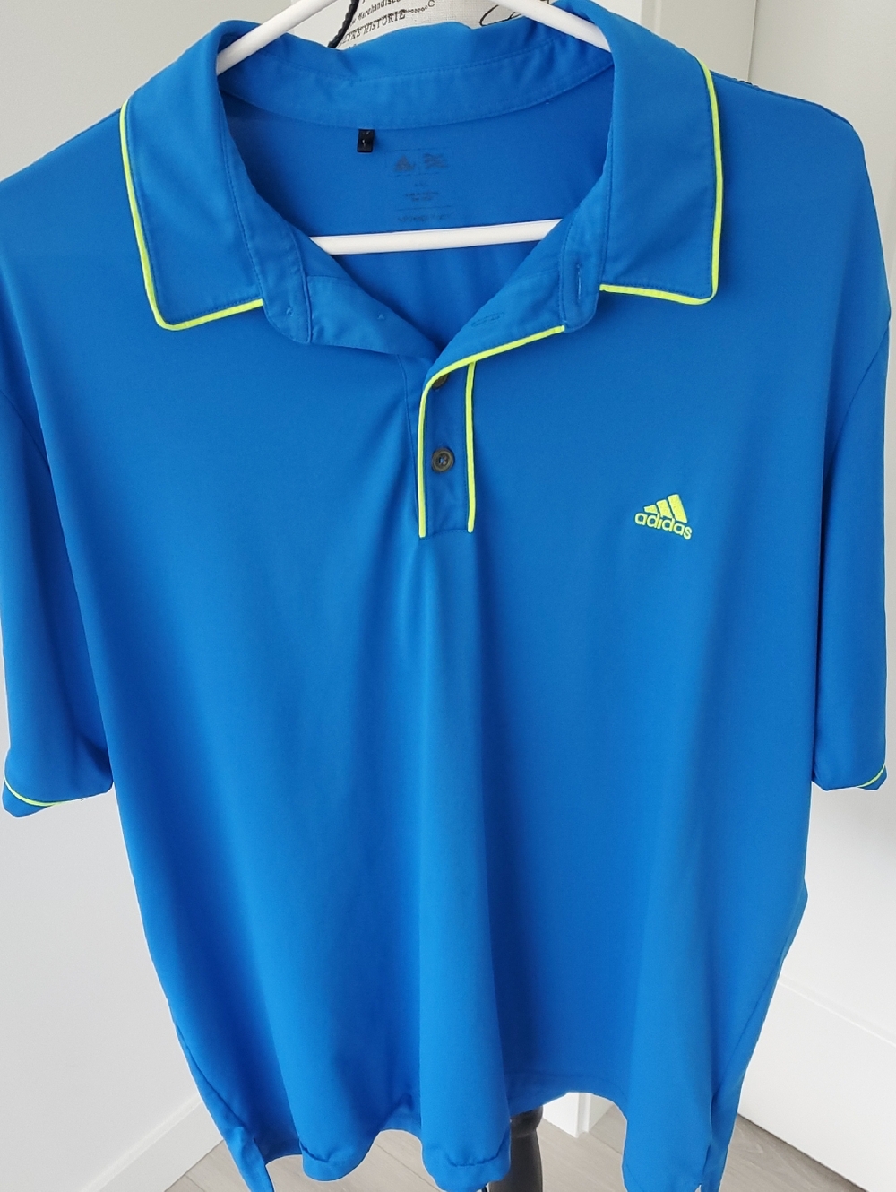 adidas Bright Blue Polo with Neon Yellow Trim